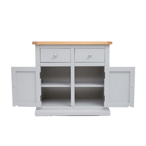 Cabinet Bits Loreo Light Grey 2 Drawer 2 Door Sideboard Chrome Knob