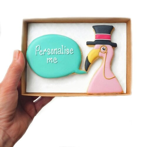 The Cookie Collaboration Personalised Pink Flamingo Cookie Gift Box, Fancy Flamingo