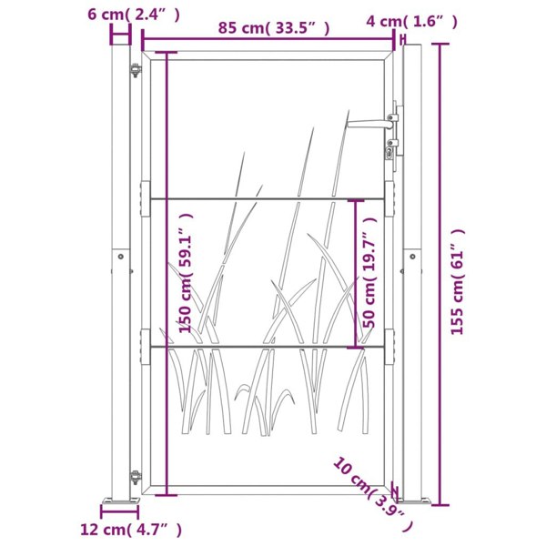 Berkfield Garden Gate Anthracite 105x155 cm Steel Grass Design