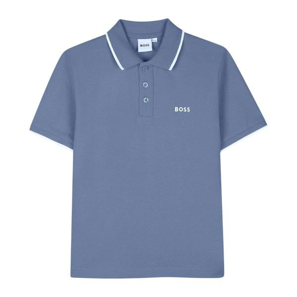 Boss Childrens/Kids Contrast Tipped Short-Sleeved Polo Shirt - Lavender Blue - 