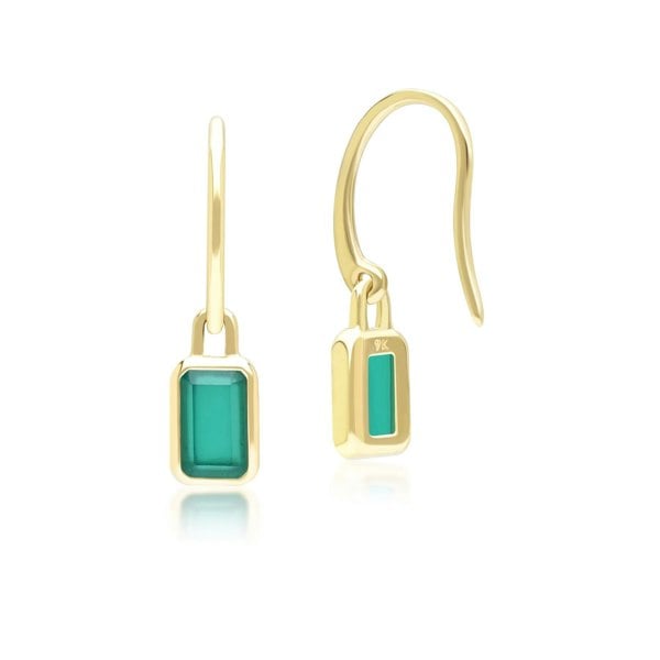 Gemondo Classic Baguette Chalcedony Drop Earrings in 9ct Yellow Gold