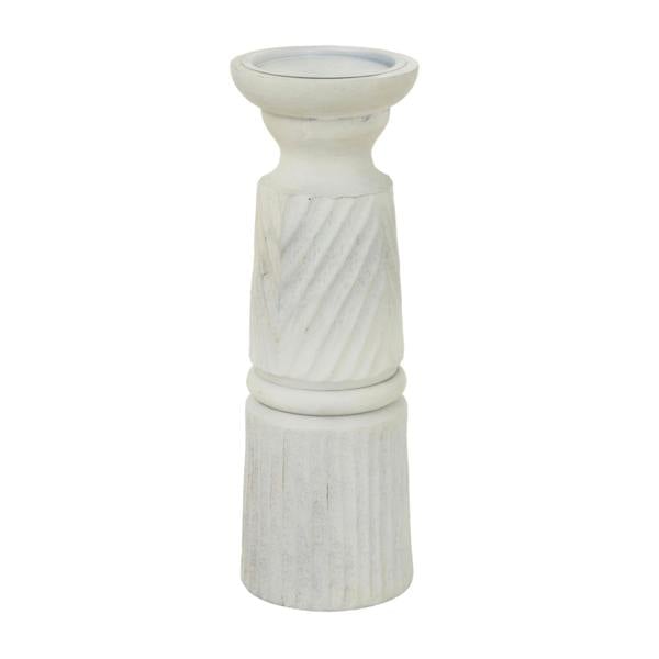 Hill Interiors Large Carved Candle Holder - White - 