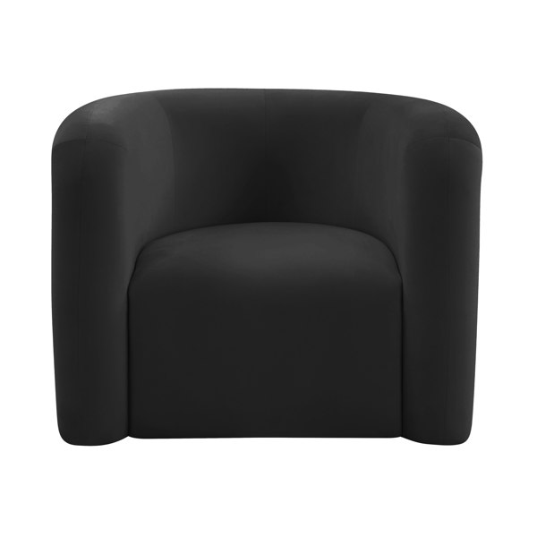 Furniture Edit Curves Black Velvet Lounge Occasional Accent Chair