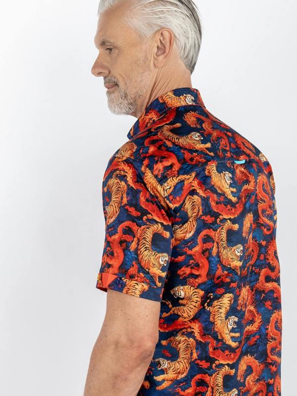 MYSTICALTIGER AND DRAGON PRINT SHORT SLEEVE SHIRT - Claudio Lugli Shirts