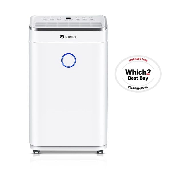 PureMate 20 Litre Dehumidifier with Ioniser, Continuous Drainage Hose and Sleep Mode