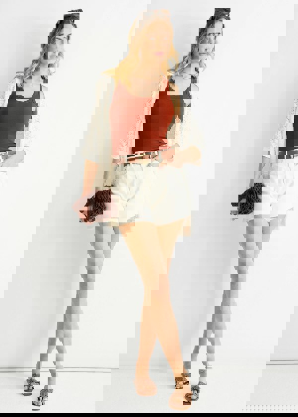 Gini London White Crochet Knit Edge to Edge Cardigan