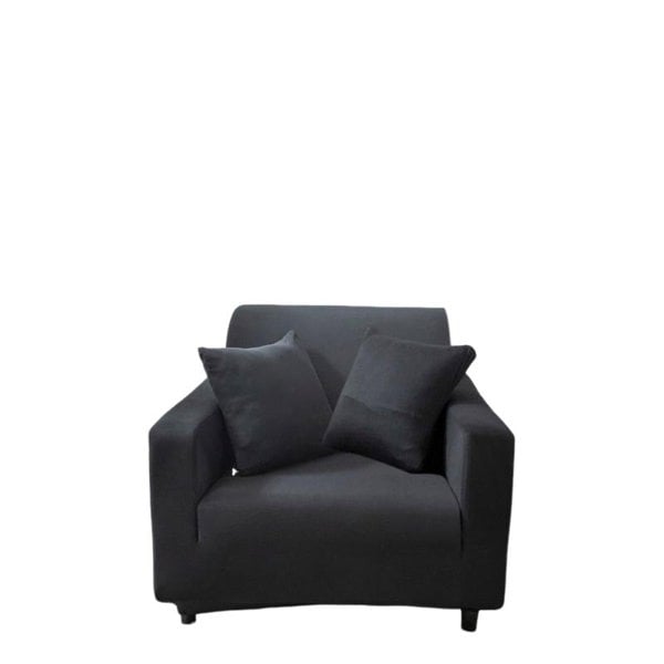 Anyhouz Anyseat 1 Seater Sofa Cover Plain Black Style and Protection For Living Room Sofa Chair Elastic Stretchable Slipcover