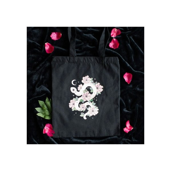 Serano Floral Snake Polycotton Tote Bag