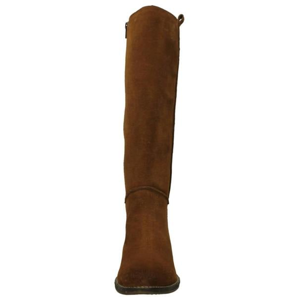 Spot On Ladies Low Cuban Heel Suede Leather High Leg Boot with Inside Zip F51230