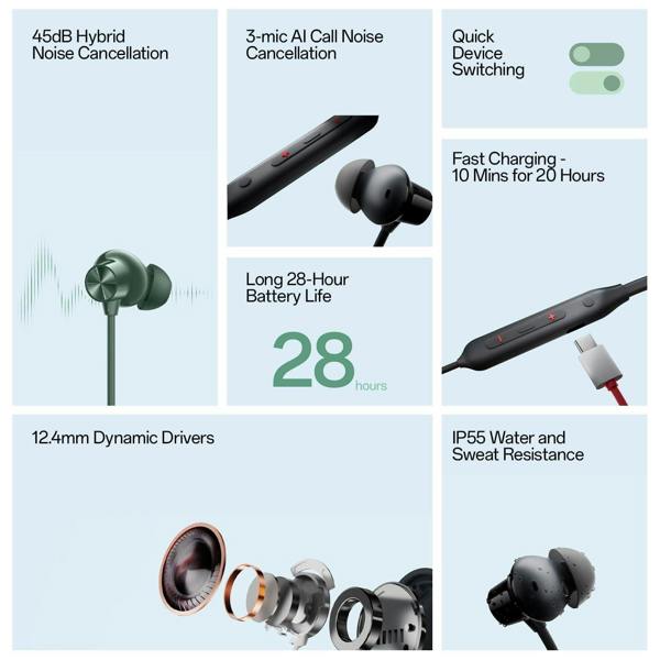 OnePlus Bullets Wireless Z2 ANC In Ear Neckband Booming Black - 5481144041