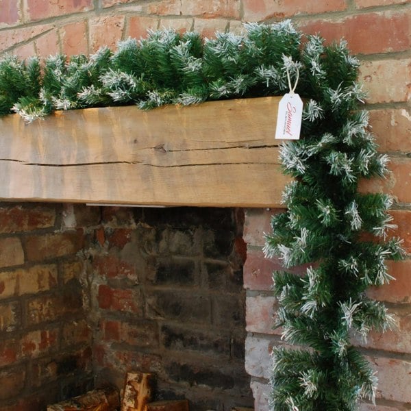Samuel Alexander 270cm (9ft) x 25cm Snow Tipped Green Christmas Garland Decoration for Stairs, Fireplaces, Wall, Door