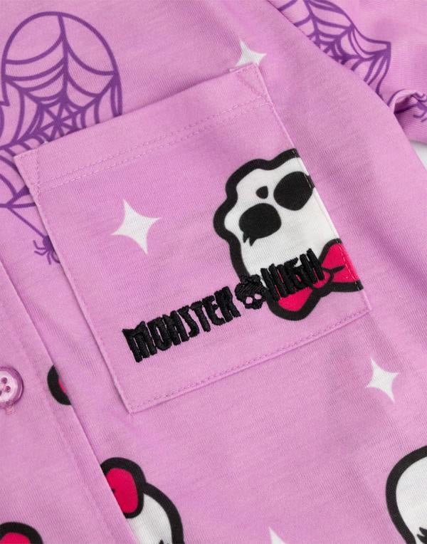 Vanilla Underground Monster High Girls Pink Character Long Sleeve Long Leg Pyjama Set