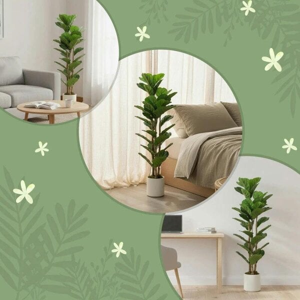120cm Artificial Fiddle Leaf Fig Tree - Green
