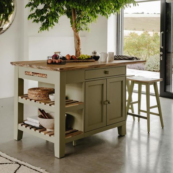 Statement Furniture Florence Kitchen Island with Cupboard and Shelves