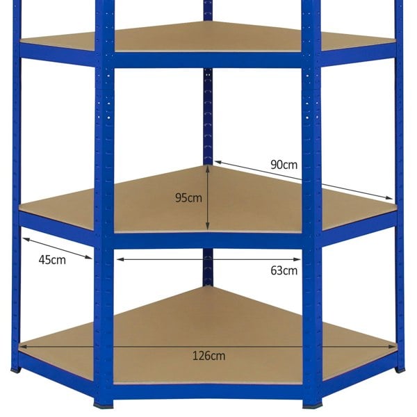 Monster Racking T-Rax Corner Storage Shelf Unit - Blue (90cm Wide)