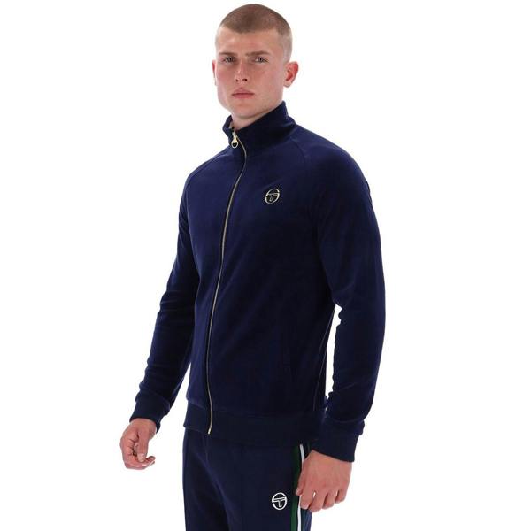 Sergio Tacchini Court Velour Track Top Jacket Maritime Blue/Gardenia