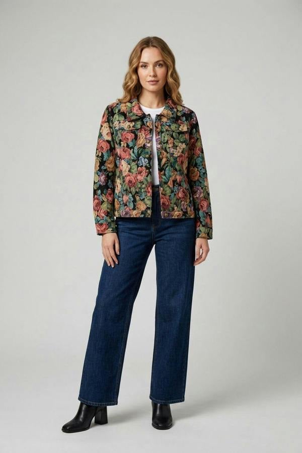 Green | Floral Tapestry Texture Jacket