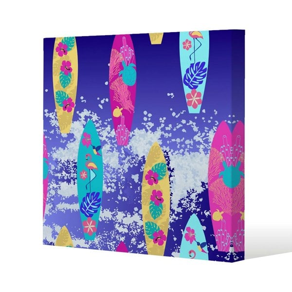 Benjamin Tate Design Tropical Surf Slim Style Canvas Print  75x75cm , 15mm Slim Real wood.