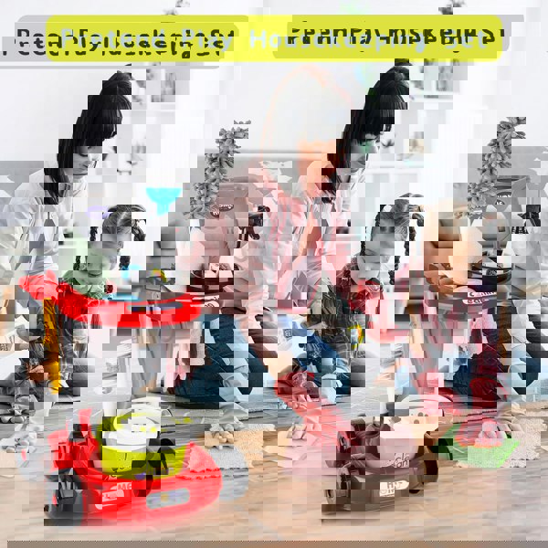 deAO Toys Kids Cleaning Trolley Play Set Cleaning Kit Role Play Housekeeping Set with Broom, Mop, and More, Perfect Educational Gift