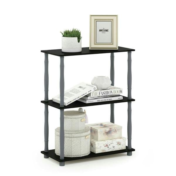 WALPLUS Turn-N-Tube 3-Tier Compact Multipurpose Shelf Display Rack with Classic Tube, Black/Grey perfect for organized storage and display