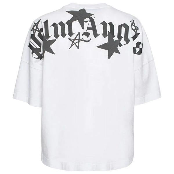 Palm Angels Mens Shooting Star Logo Oversized T-Shirt - White - 