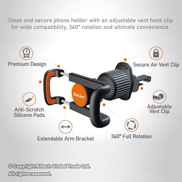GadJet Hook-Clip Air Vent Phone Holder