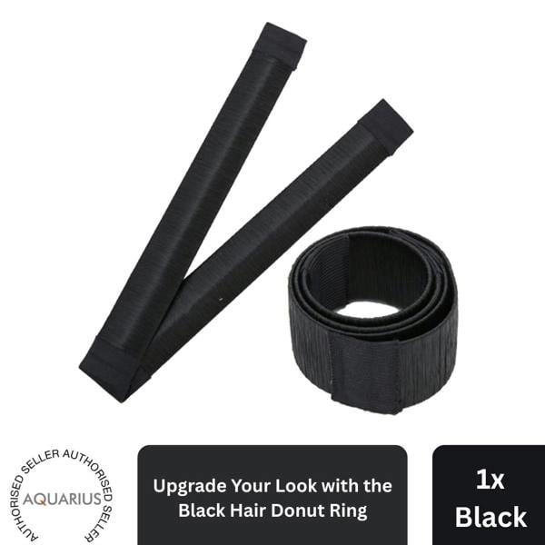 Aquarius Hair Bun Maker Donut Ring Black Lightweight Easy Updo Styling Tool Ring