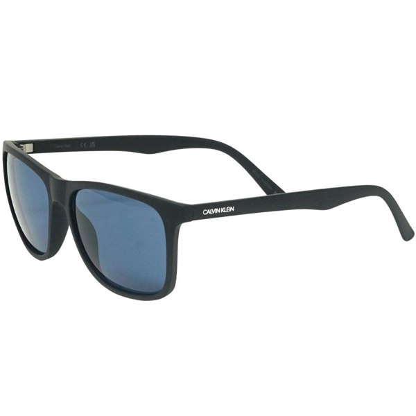 Calvin Klein Solid Blue Lens Matte Black Sunglasses