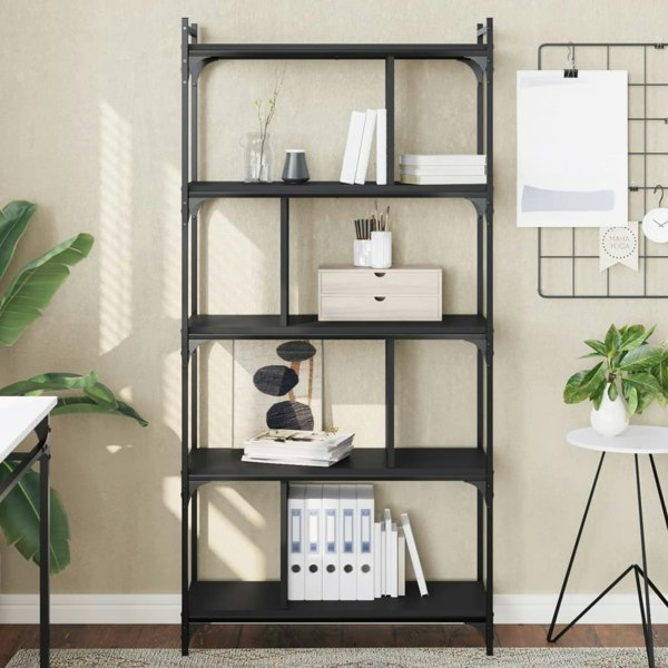 Berkfield Bookcase 5-Tier Black 76x32x158 cm Engineered Wood