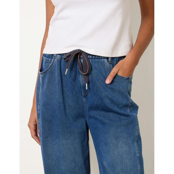 Blue Vanilla Top Stitch Barrel Leg Jeans