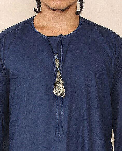 Infinity Leather Mens Thobe Jubba Saudi Islamic Arab Eid Emirati Kaftan Jubbah Tassel Robe