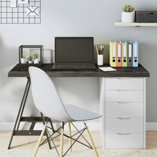 Berkfield Table Top Dark Grey 120x60x4 cm Treated Solid Wood Oak