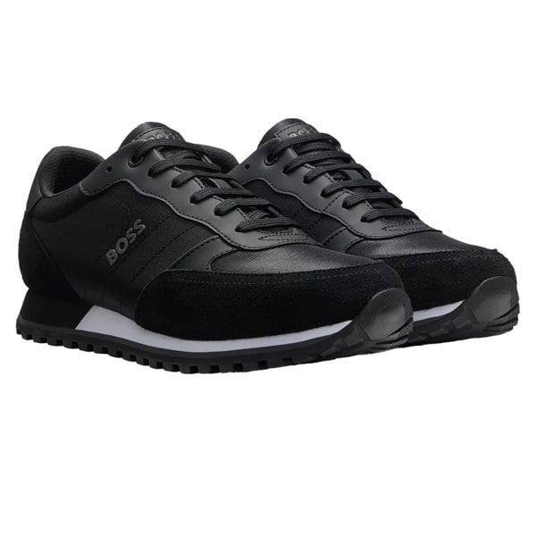 Boss Mens Parkour Leather Running Shoes - Black/White