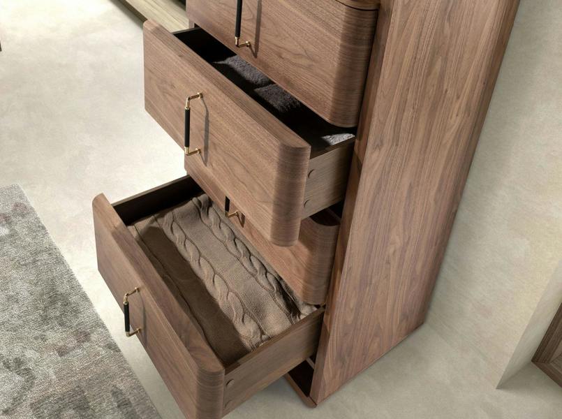 Angel Cerdá Walnut and Black Pvc Chest of Drawers 7227