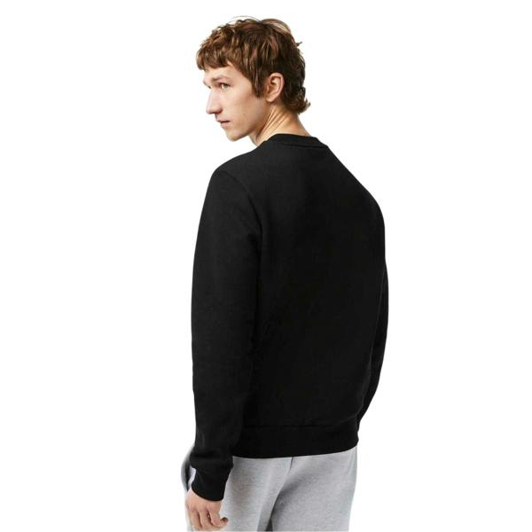Lacoste Mens Embroidered Logo Fleece Crew Neck Sweatshirt - Black - 