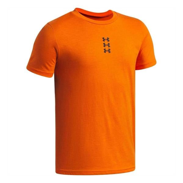 Under Armour Childrens/Kids Performance Triple Logo Basketball T-Shirt - Orange/Black - 