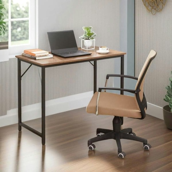 Rafaelo Mobilia Industrial Computer Desk Home Office Workstation Rustic Brown