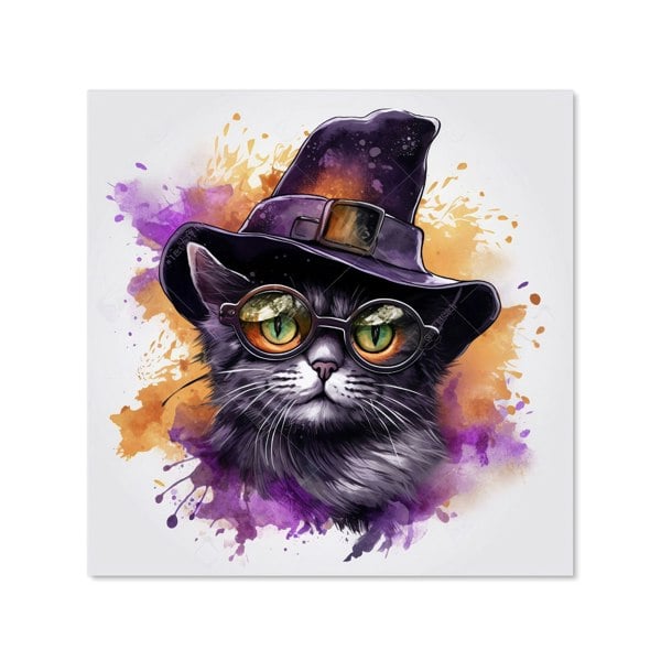 Warren Reed - Designer Splashart Longhaired Witches Cat Kitchen Splashback