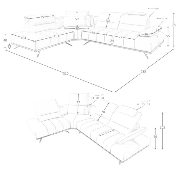 Angel Cerdá Corner sofa in light grey leather 6243/6244