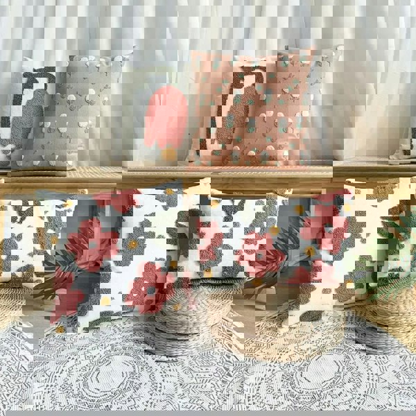 Anyhouz Anypillow Pillowcase White Tulip Flower Embroidered Decorative Cushion Cover