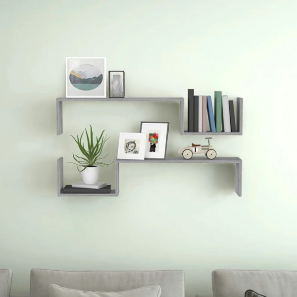Berkfield Wall Shelves 2 pcs Grey Sonoma 100x15x20 cm Engineered Wood