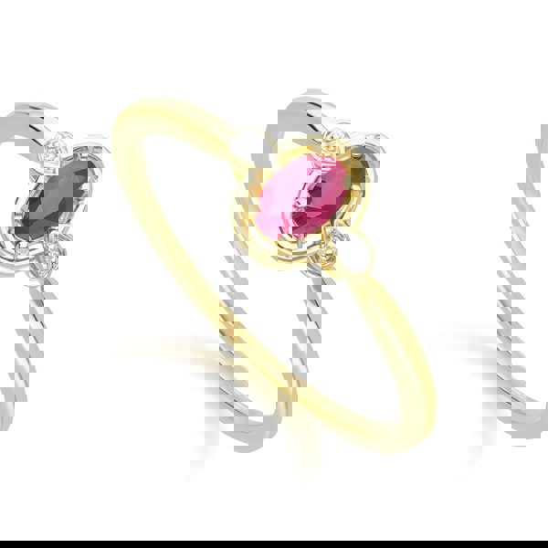 Gemondo Classic Oval Ruby & Round Diamond Ring In 9ct Yellow Gold