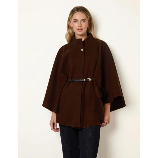 Blue Vanilla Funnel Neck Tie Front Cape