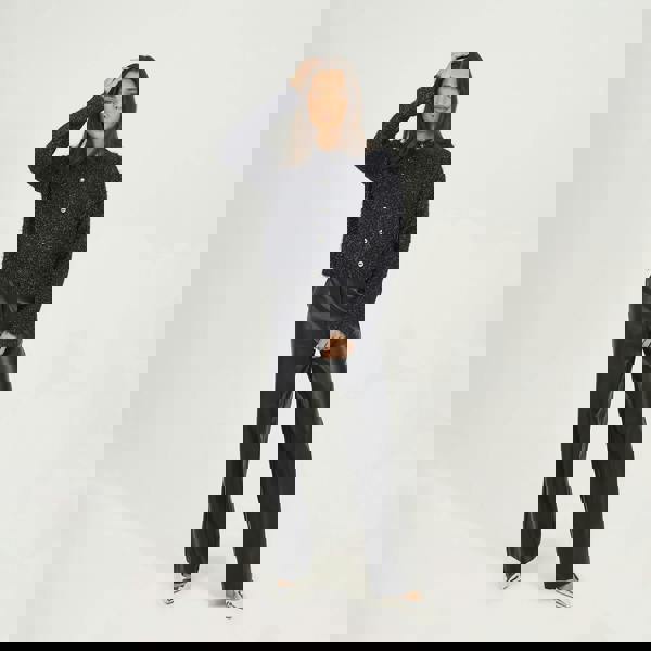 Brave Soul Navy Fluffy Tinsel Knit Cardigan - Navy Image 3