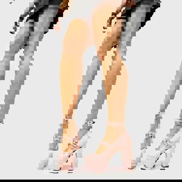 Lamoda Walk With Faith Pink PU Platform Heels Chunky Gothic Party Shoes