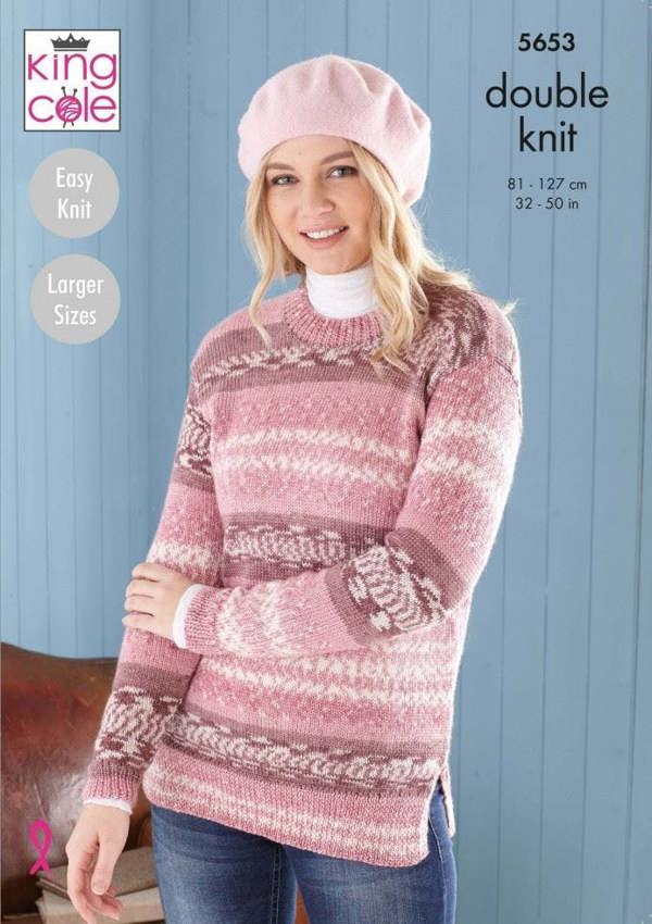 King Cole Fjord DK Knitting Pattern 5653, Sweaters, Tunics for Women, 32 - 50 Inches - Easy