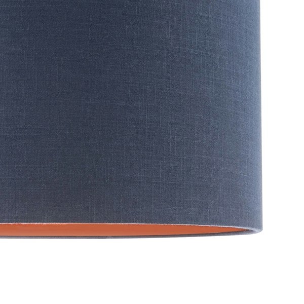 Modern Midnight Blue Cotton Lamp Shade with Brushed Gold Inner Lining Image 3