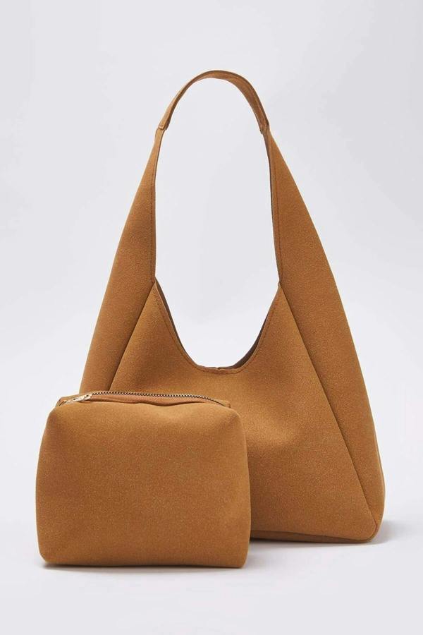 WOVCOR Oval Shoulder Bag with Matching Makeup Pouch