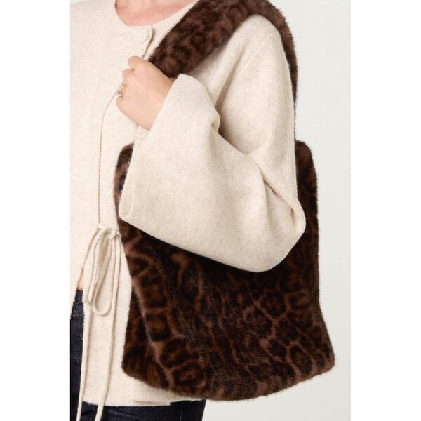 Blue Vanilla Leopard Print Tote Fuzzy Bag