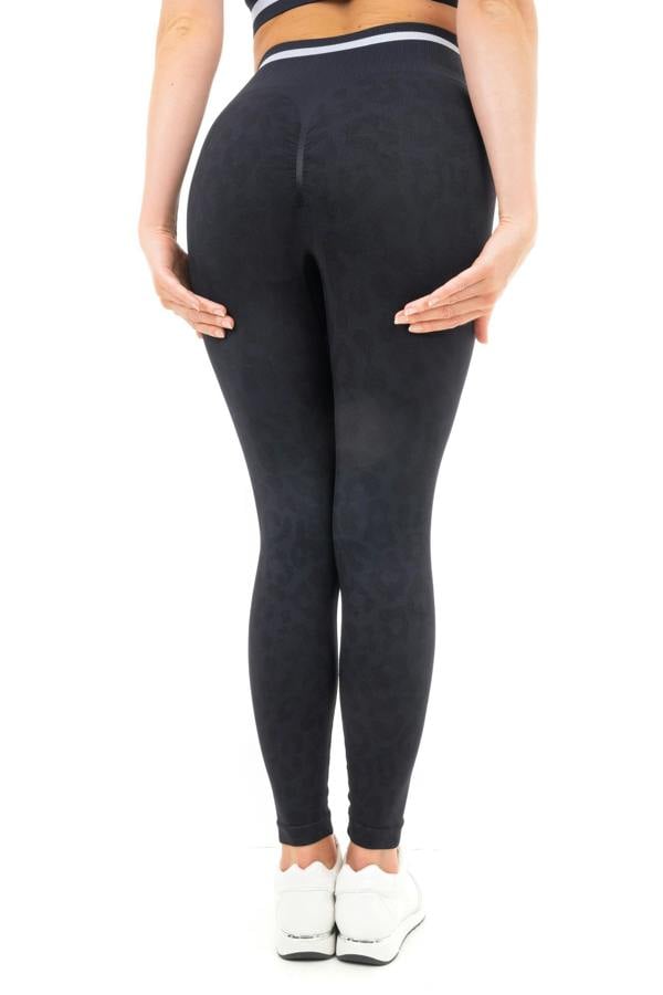 Smart Living Women's Leopard Print High Waisted Seamless Leggings - Black